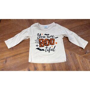 You Are Boo-Tiful Halloween Toddler Shirt 12-18 Months Beige & Black Long Sleeve
